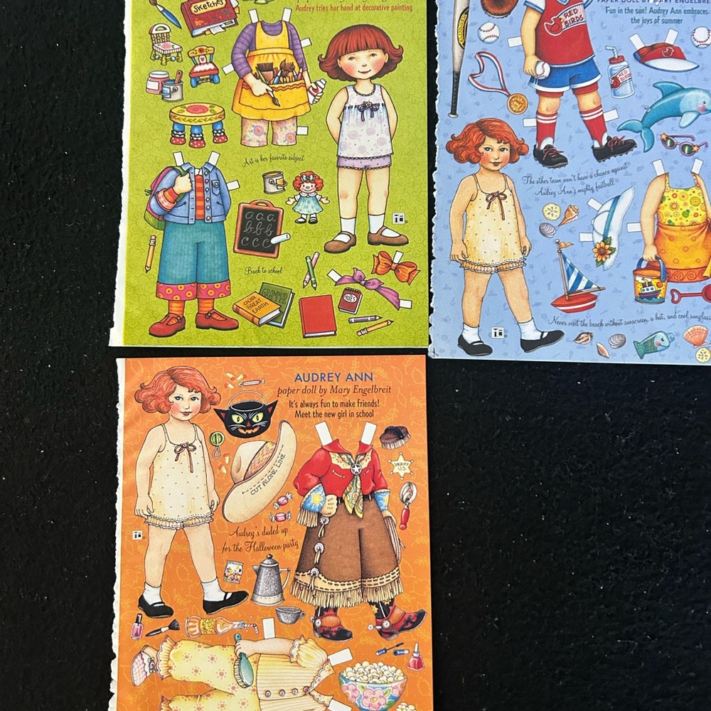 Mary Engelbreit Audrey Ann Paper Doll Set - Green and Orange